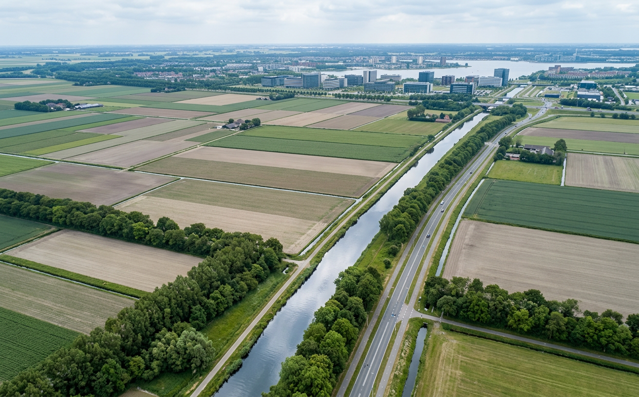 Het open polderlandschap van Flevoland bij Almere